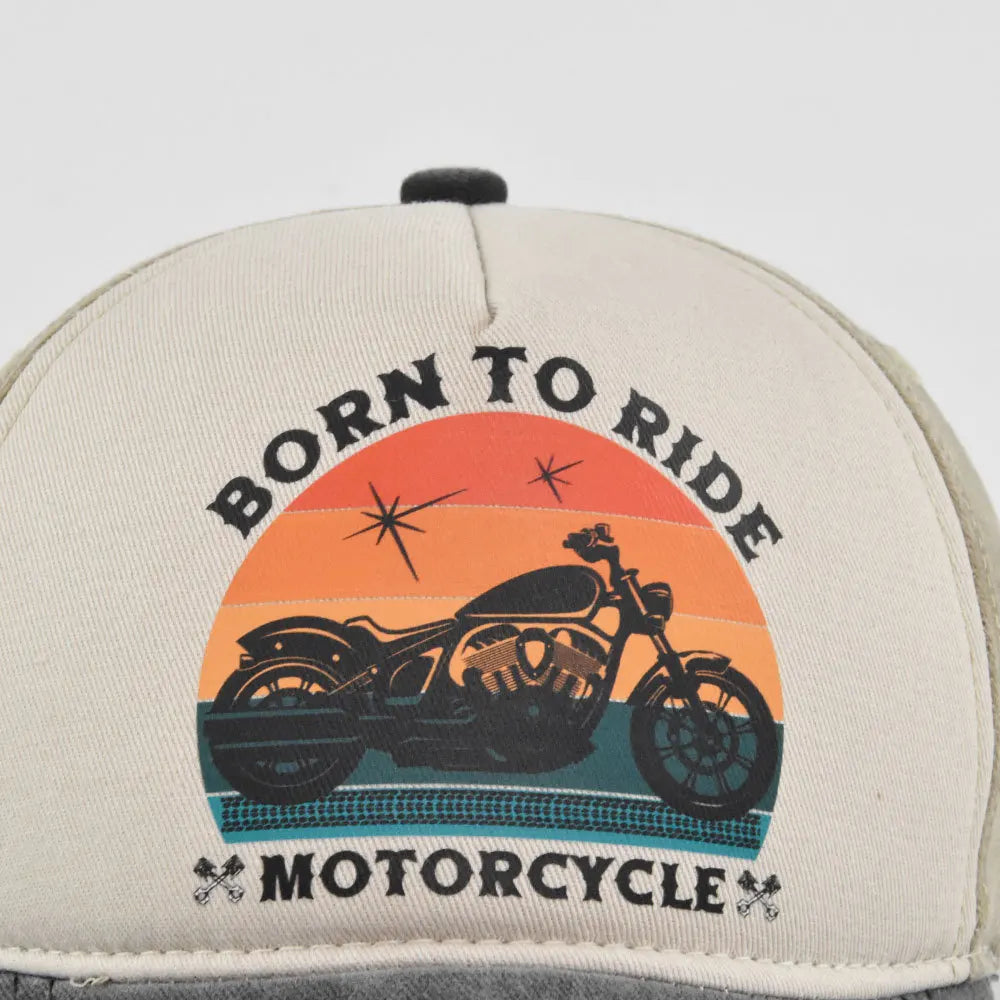 Men Hats Motorcycle Baseball Caps for Men Women Retro Printed Caps Cotton Sponge Truck Caps Men's Washed Old Sun Hat Casquette
