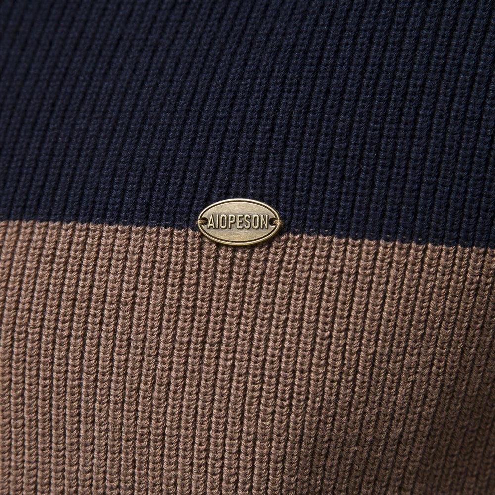 Men's Patchwork Zip Sweater