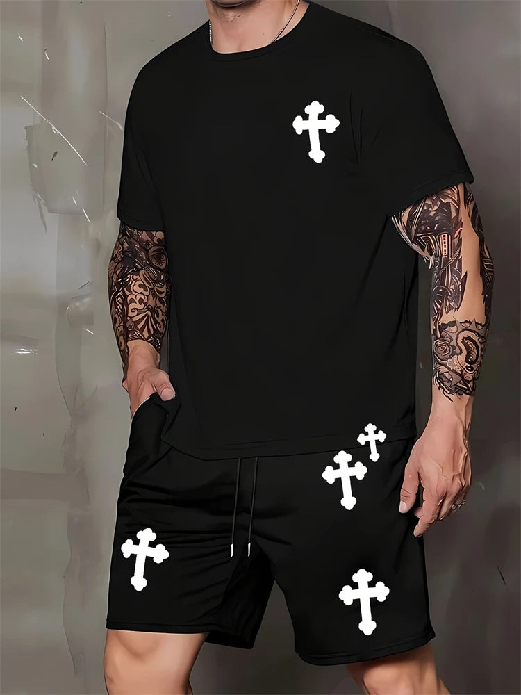 2026 Summer New Arrival Men's Suit Stylish Hip-Hop Style Short-Sleeve Comfortable Fashion Wear Plus Size Athletic Quick-Dry Set