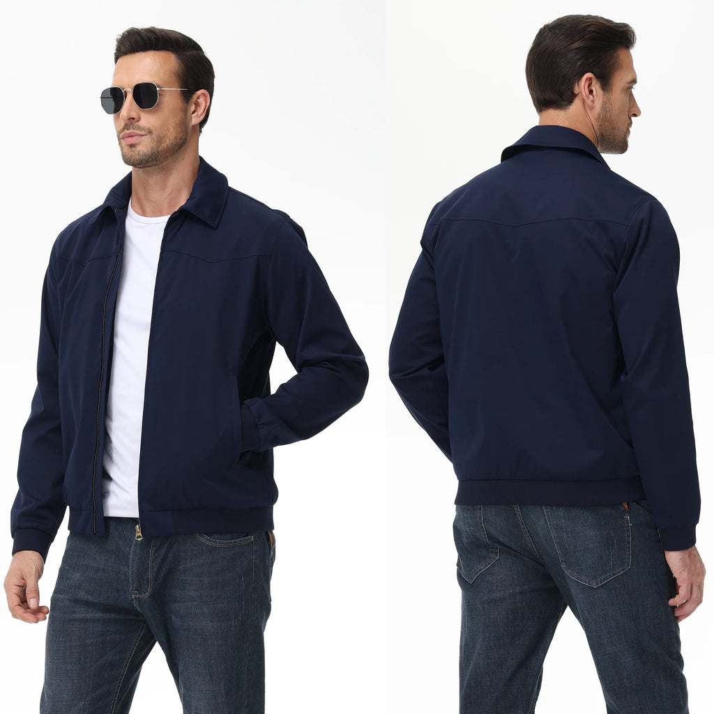 Mens Business Casua Jacket, Autumn Winter Windbreaker Waterproof Warm Coat with Inner Pocket Daily Workout A Gift for Present