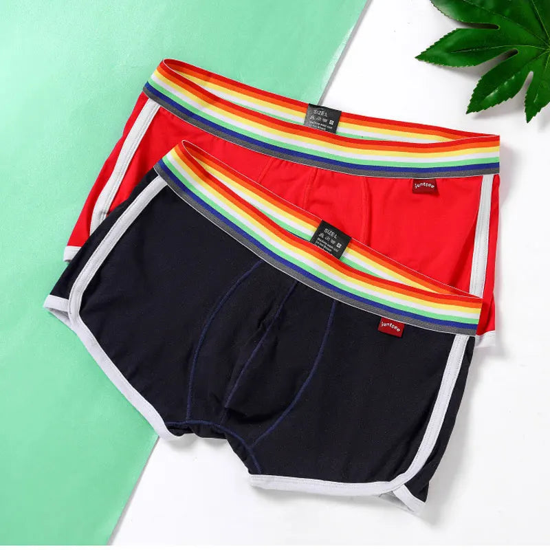 Rainbow Belt Boxershorts Men Boxers Male Underwear Panties Cotton Shorts Boxer Youth Breathable Comfortable Underpants Cueca