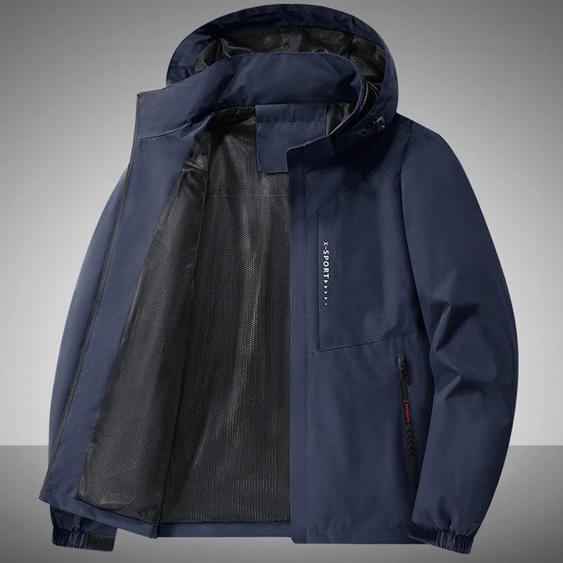 Jacket Mens Spring Autumn New Men Jacket Printing Hooded Jackets Casual Coat Men's Business Coats Size M-7XL 8XL Hat Detachable