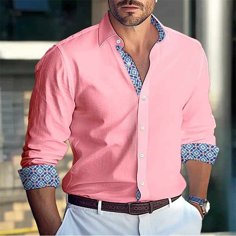 Men's Casual Graffiti 3D Printed Shirt Collar Simple Men's Long Sleeve Fashion Street Shirt Men's Loose Top