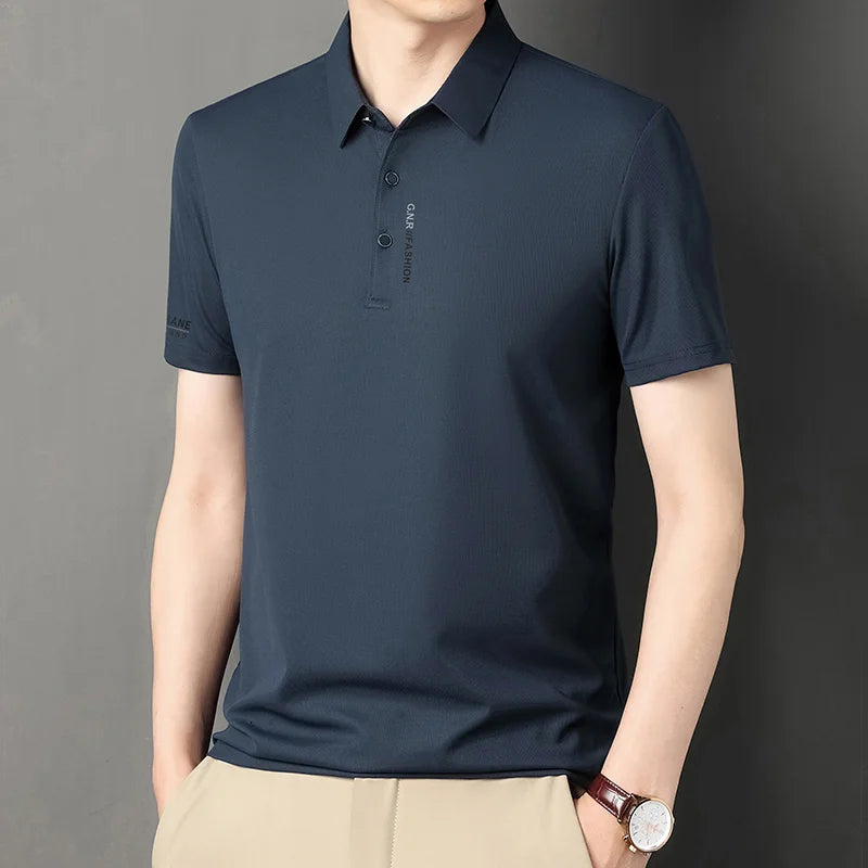 Mens Polo Shirt Stretch Short Sleeve Polo Shirts for Men T-Shirts Buttons Classic Fit Casual Performance Golf Shirts