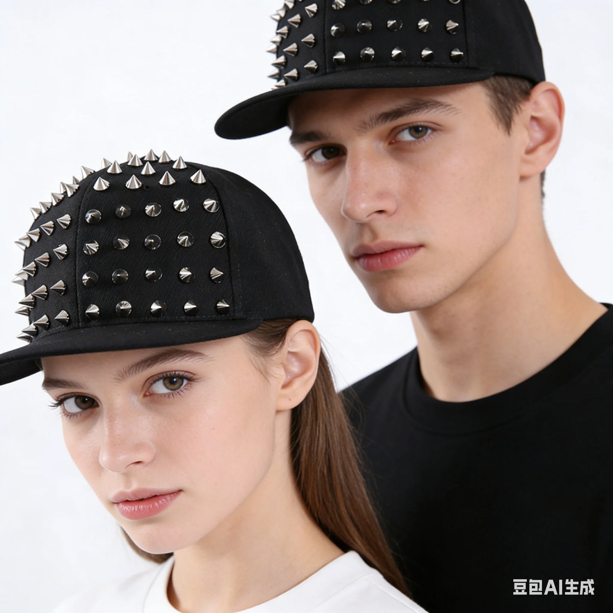 Men Caps Flat Hat Hip Hop Snapback Fancy Rivet Baseball Cap Street Dance Cap Trendy Mesh Visor Youth Boys Girls