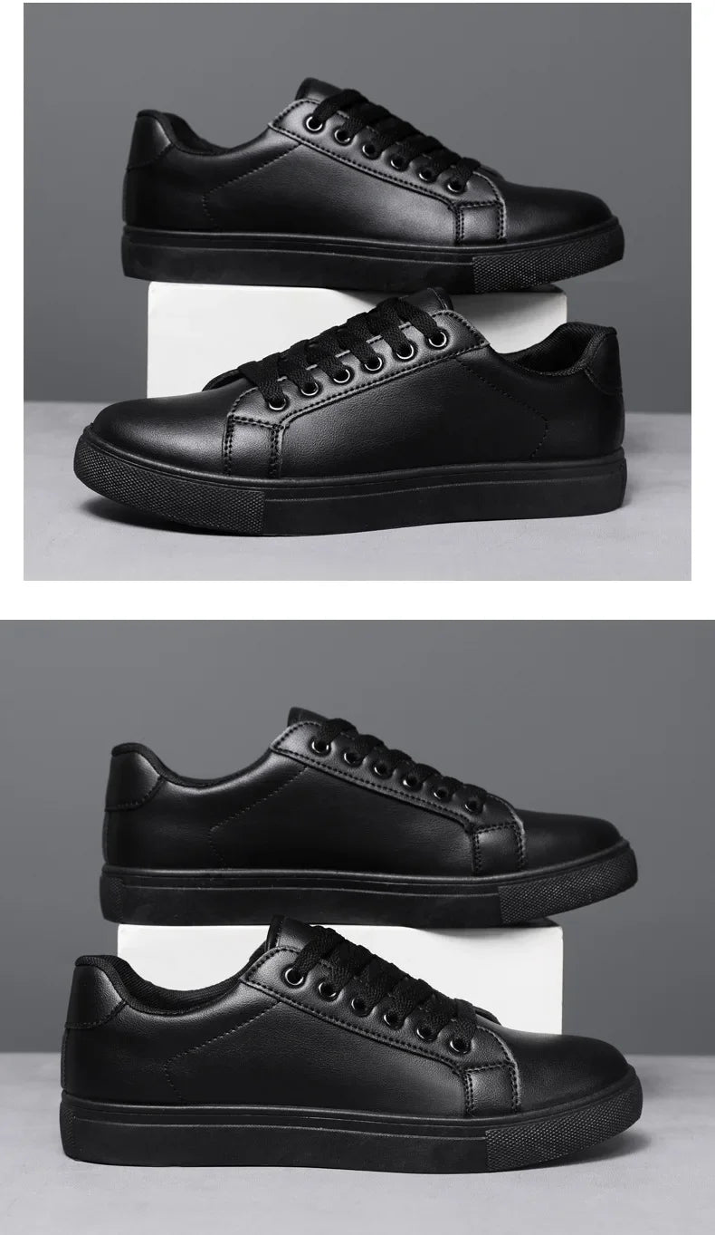 Sneakers Men Shoes 2026Leather Mens Casual Shoes Flat Male Footwear Fashion Black White Shoes Tenis Masculino Skateboard