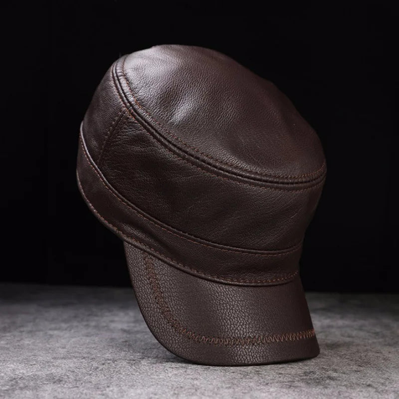Hat Men's Spring and Autumn Peaked Cap Men's Hat Sheepskin Autumn and Winter Middle-aged Young Leisure Tide Beret Old Man Hat