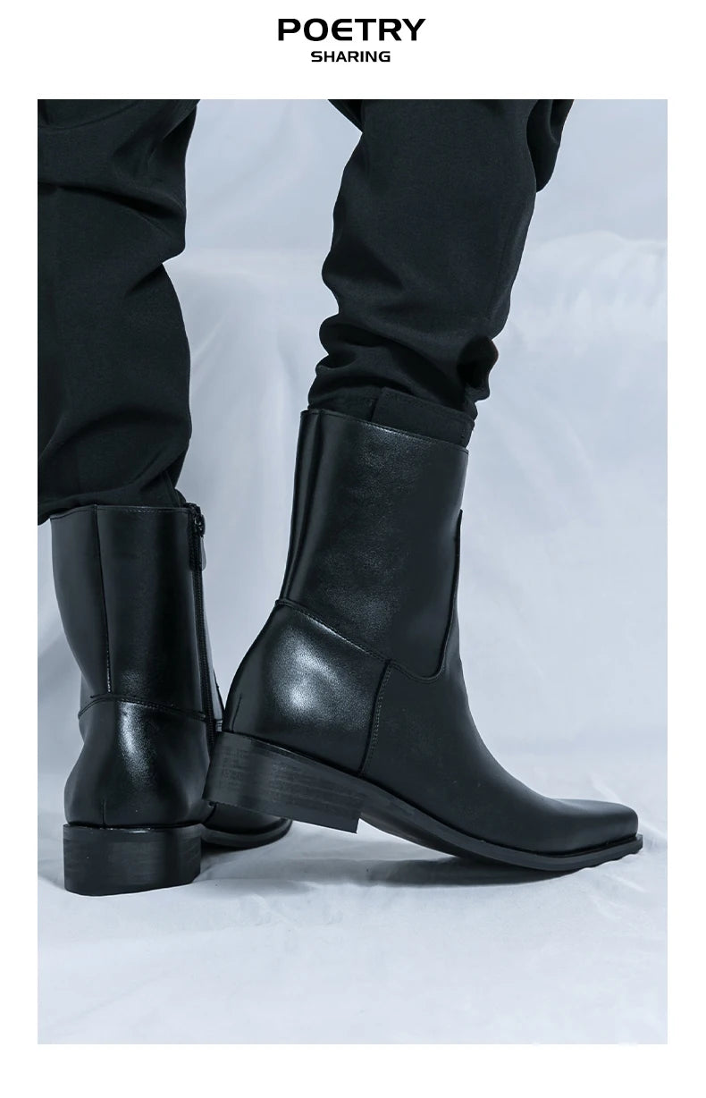 Men Boots Business Chelsea Boots Black Brown Side Zippers Men Casual Comfortable Fashionable Knight Shoes Zapatos Para Hombre
