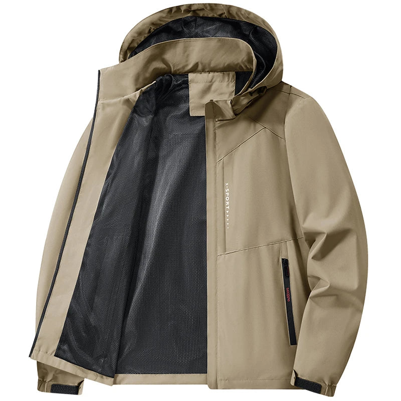 Jacket Mens Spring Autumn New Men Jacket Printing Hooded Jackets Casual Coat Men's Business Coats Size M-7XL 8XL Hat Detachable
