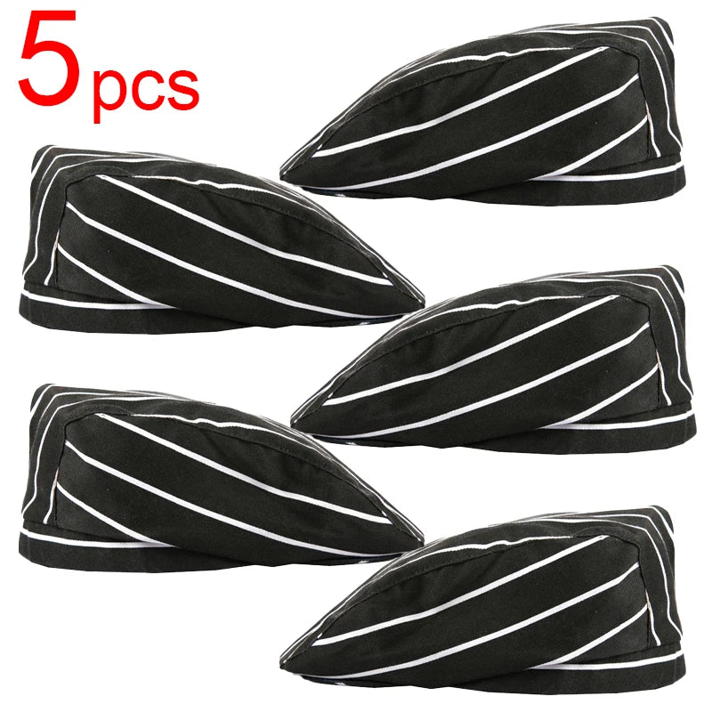 Catering Cook Hat 5/2/1pcs Chef Kitchen Work Cap for Food Service Hotel Restaurant Canteen Baking Household Cooking Chef's Beret