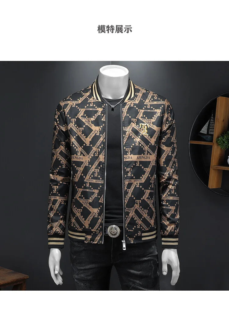 Autumn Winter Baseball Jacket Men Luxury Printed Casual Business Bomber JacketS Social Streetwear Windproof Outdoor Coats M-4XL