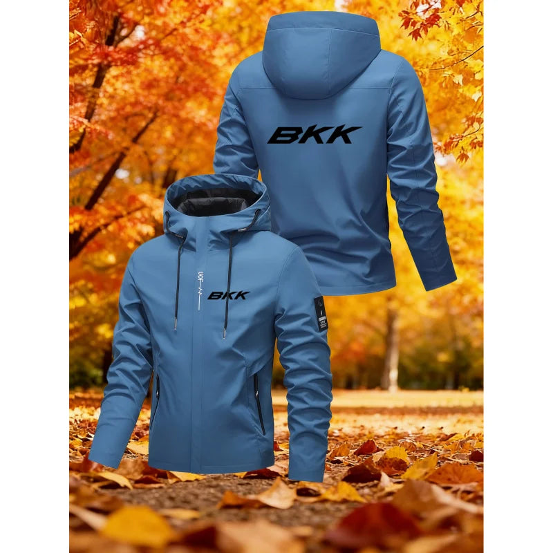 Men'S Hooded Jacket BKK Large Letter Print Hooded Jacket Suitable For Hiking And Mountain Climbing、Fishing And Camping