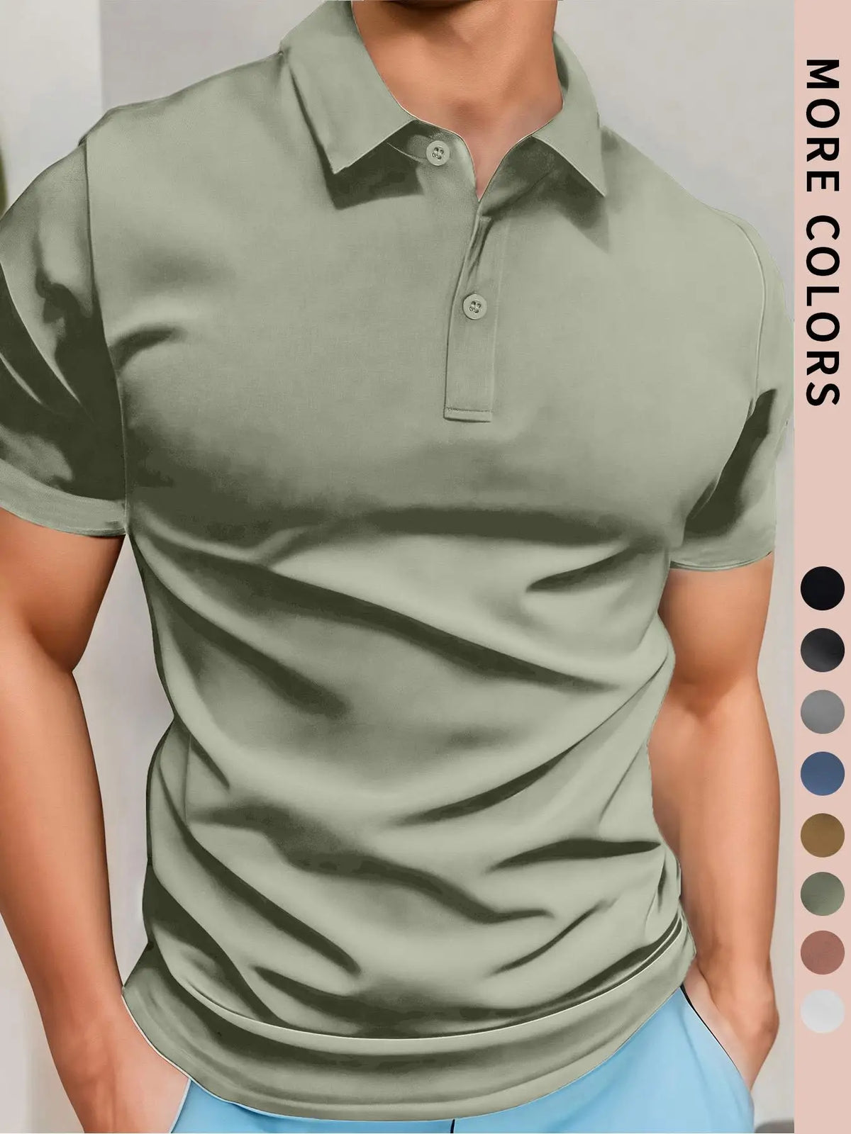 Men's simple solid color short-sleeve polo shirt, made of high-quality fabric, breathable and comfortable with a cool touch, suitable for summer outdoor casual wear, a great gift for men