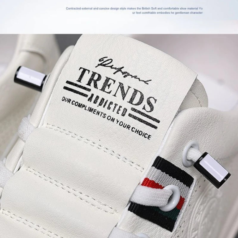 Designer Male Sneakers Trend Sports Shoes for Men White Moccasins Breathable Slip on Men Flats Casual Leather Vulcanized Shoes