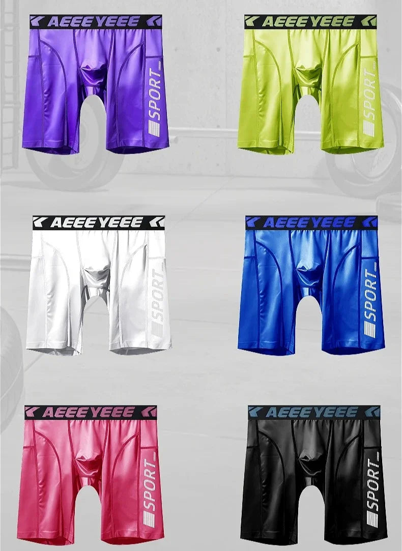 Boxershorts Sports Sexy Mens Long Underwear Quick-dry Shorts U Pouch Men Flat Boxers High Elasticity Man Panties Fitness Running
