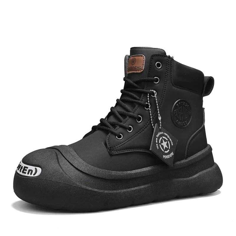 Men's boots four seasons new casual high-top boots soft sole anti-slip comfort outdoor boots fashion Joker youth tide work boots