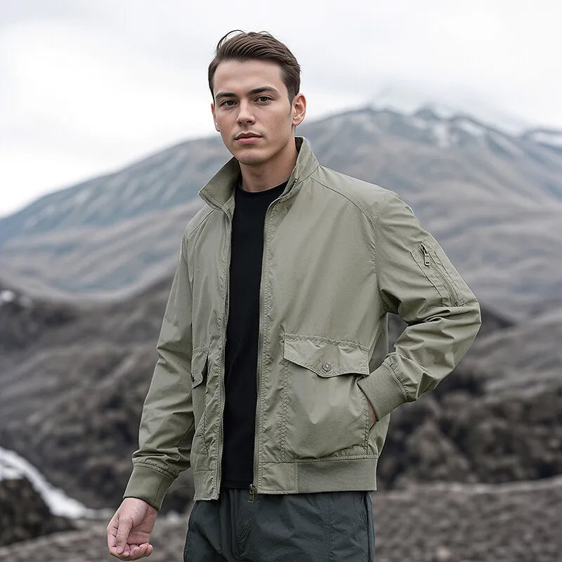 High Quality Handsome Male Jacket Spring Autumn Men's Business Casual Jacket Men Zipper Solid Color Fashion Stand Collar Coats