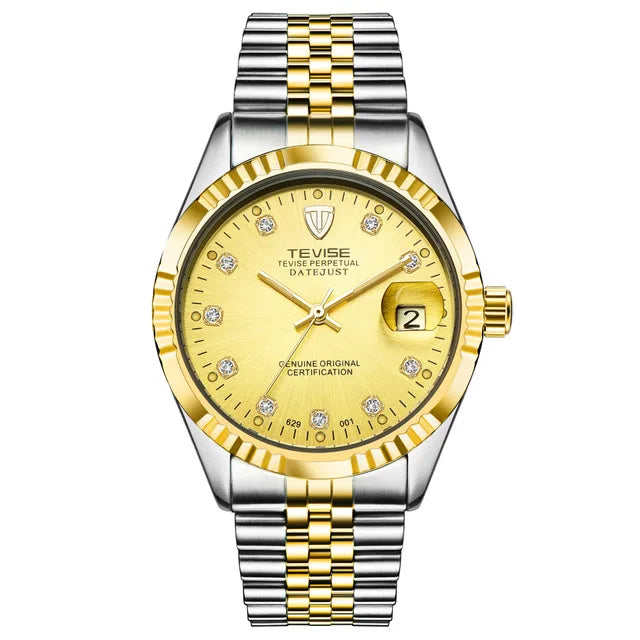 TEVISE  Watch for Men Automatic Mechanical Stainless Steel Waterproof Casual Business Wristwatch Chronograph Date Display Clock