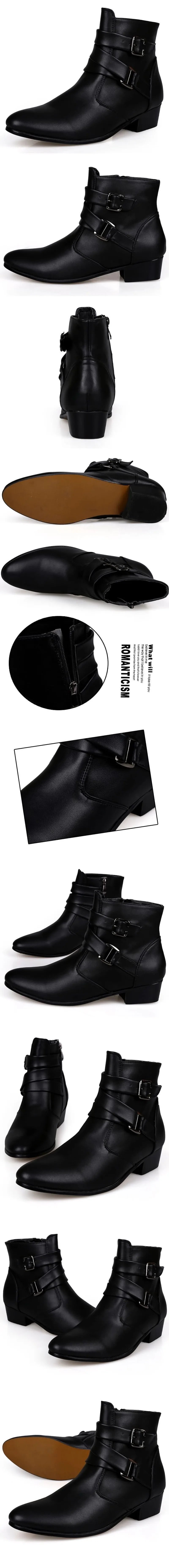 Men's Leather Boots Fashion Designer Pointed Toe Chelsea Boots Business Casual Boots for Men Motorcycle Ankle Boot Botas Hombre