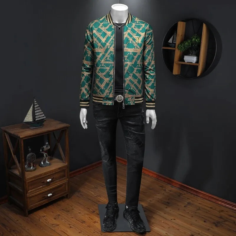Autumn Winter Baseball Jacket Men Luxury Printed Casual Business Bomber JacketS Social Streetwear Windproof Outdoor Coats M-4XL