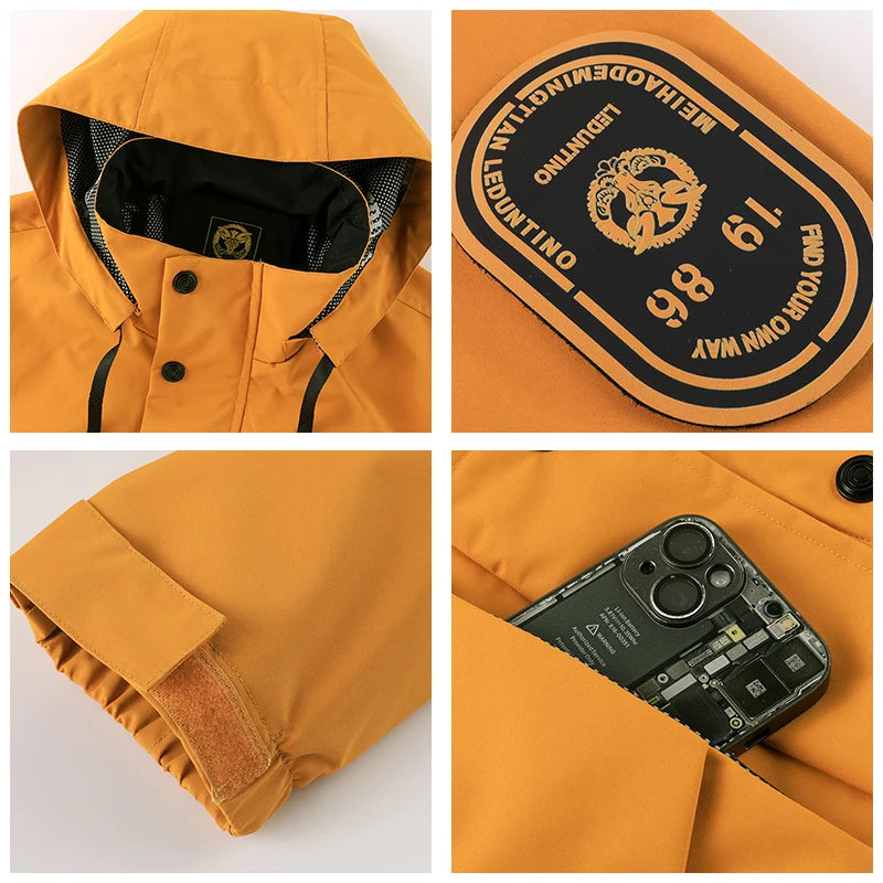Outdoors Men Comfort Detachable Hat Solid Tops Spring Autumn Simplicity Windproof Casual Coat New Fashion Versatile Jacket Men