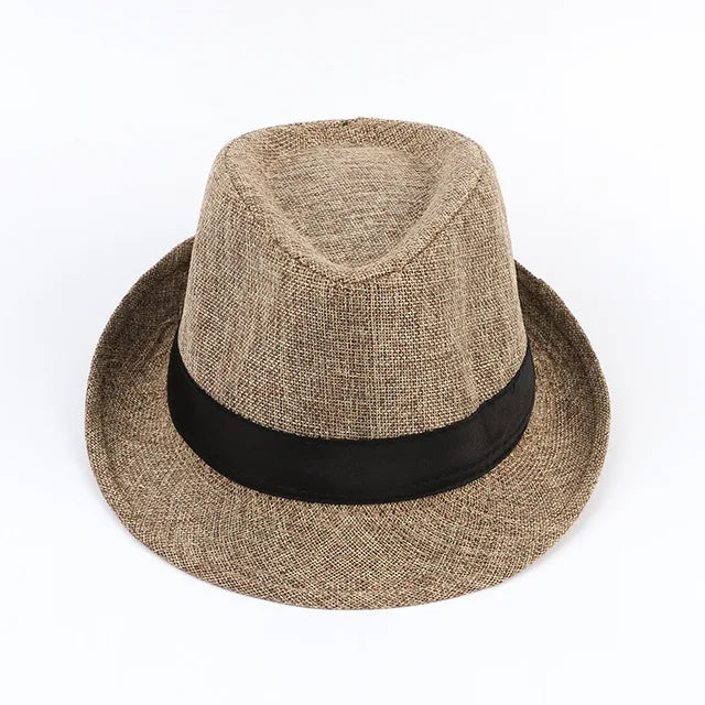 Men's Handsome Cowboy Hats Formal Hat Jazz Cotton Linen Pure Hat Imitation Linen Sun Visor Hat Fashion Accessories