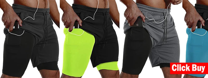 Men's Sport Pants 2 in1 Training Athletic Tracksuits Sportswear Workout Male Jogging Trousers Gym Fitness Running Pants Men