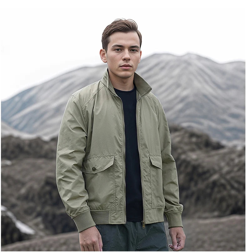 High Quality Handsome Male Jacket Spring Autumn Men's Business Casual Jacket Men Zipper Solid Color Fashion Stand Collar Coats