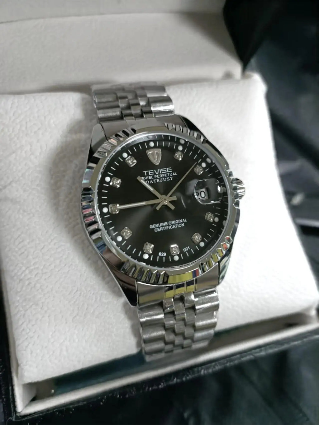 TEVISE  Watch for Men Automatic Mechanical Stainless Steel Waterproof Casual Business Wristwatch Chronograph Date Display Clock