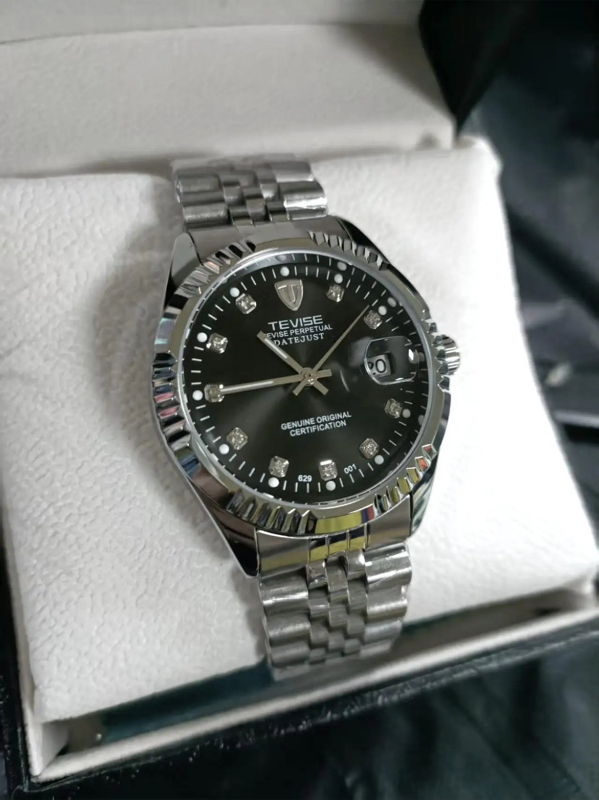 TEVISE  Watch for Men Automatic Mechanical Stainless Steel Waterproof Casual Business Wristwatch Chronograph Date Display Clock