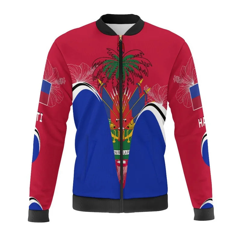 Haiti Flag Map 3d Print Jackets Men Bomber Jacket Oversize Harajuku Zipper Jacket Kid Street Tracksuits Male Outerwear Tops