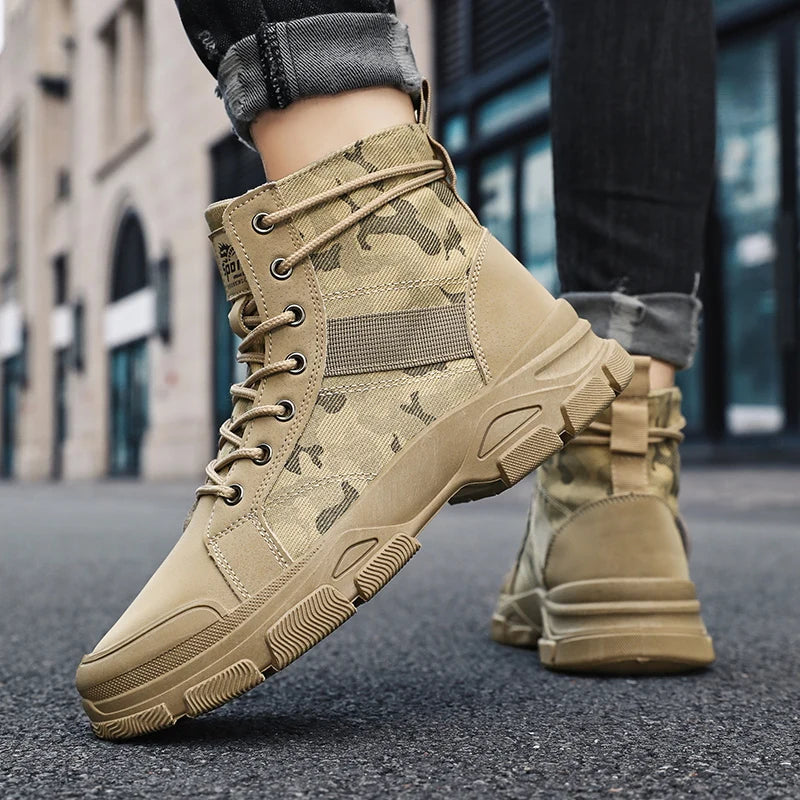 Camouflage Boots for Men Autumn Winter Platform Boots Outdoor High-top Shoes Men Ankle Boots Buty Robocze Meskie wear-resistant