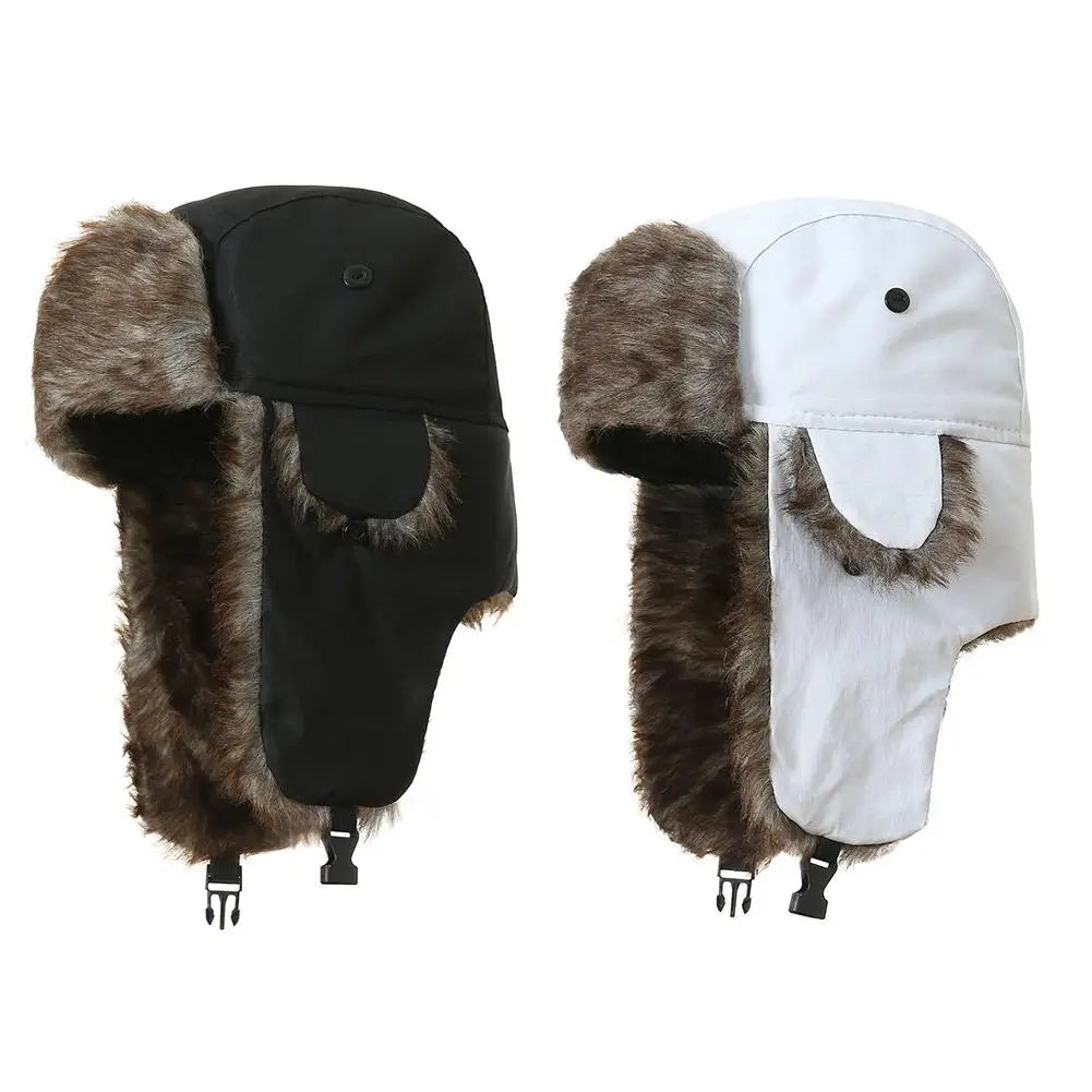Men Women Trapper Hats Russian Ushanka Warm Winter Fur Earflap Hat Outdoor Sports Skiing Hunting Fishing Plush Cap