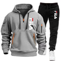 2026 Autumn and winter new men's multi pocket zipper hooded sports shirt+pants two-piece set, men's casual pullover sports set