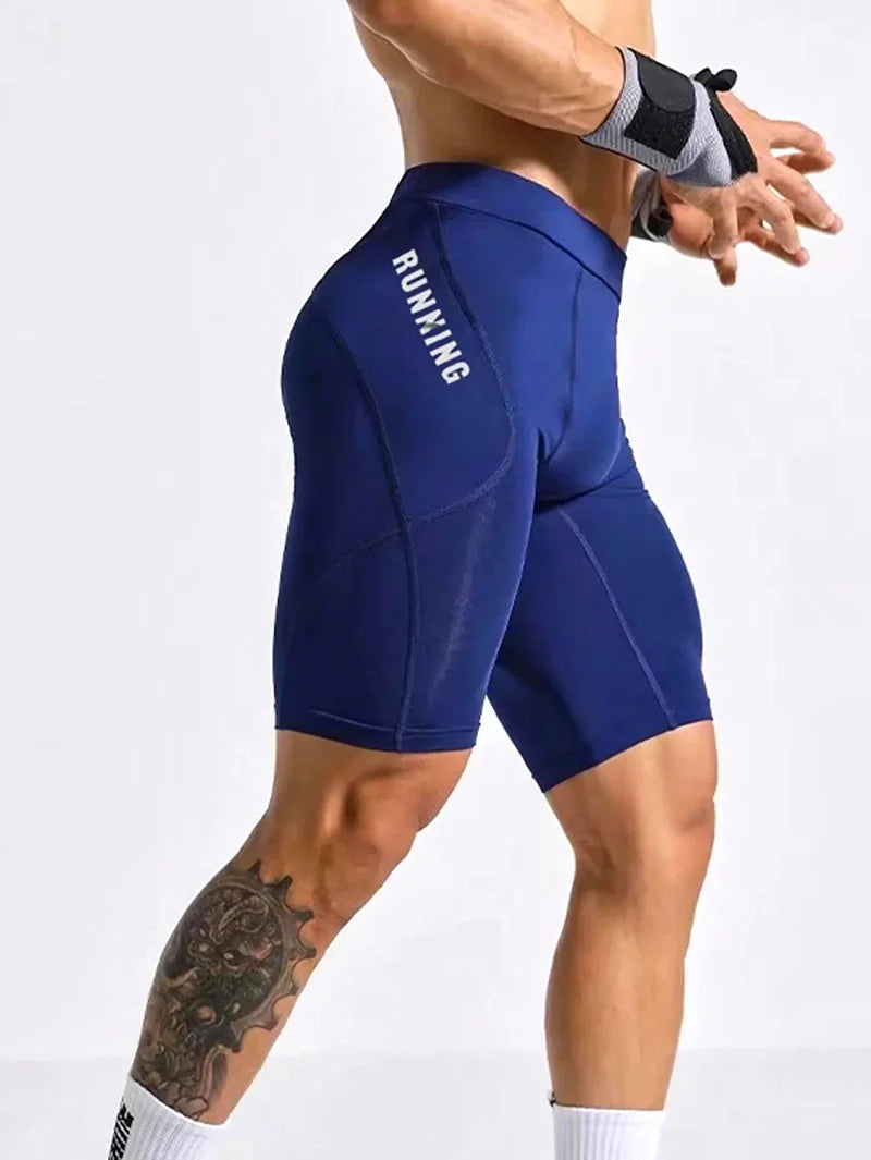 Men Bodybuilding Shorts Fitness Workout Inseam Gym Knickers Male Muscle Alive Elastic Compression Tights Skinny Leggins Hombre