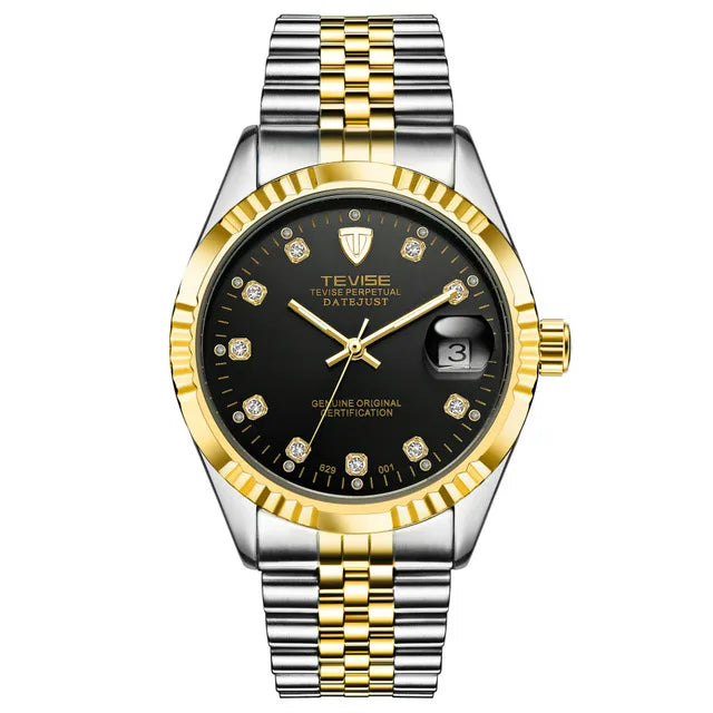 TEVISE  Watch for Men Automatic Mechanical Stainless Steel Waterproof Casual Business Wristwatch Chronograph Date Display Clock