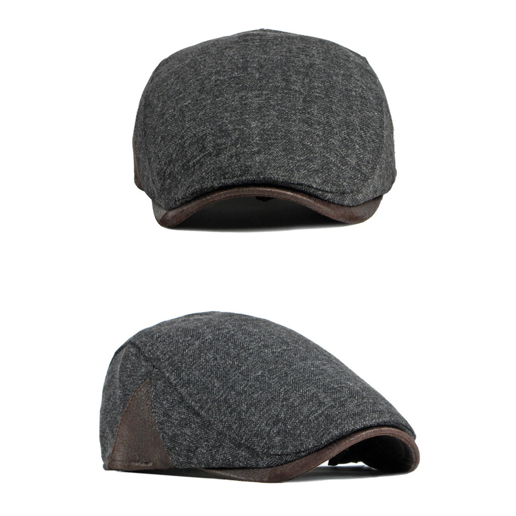 British Retro Beret Hat For Men Winter Thick Warm Woolen Newsboy Cap Fashion Outdoor Casual Cap
