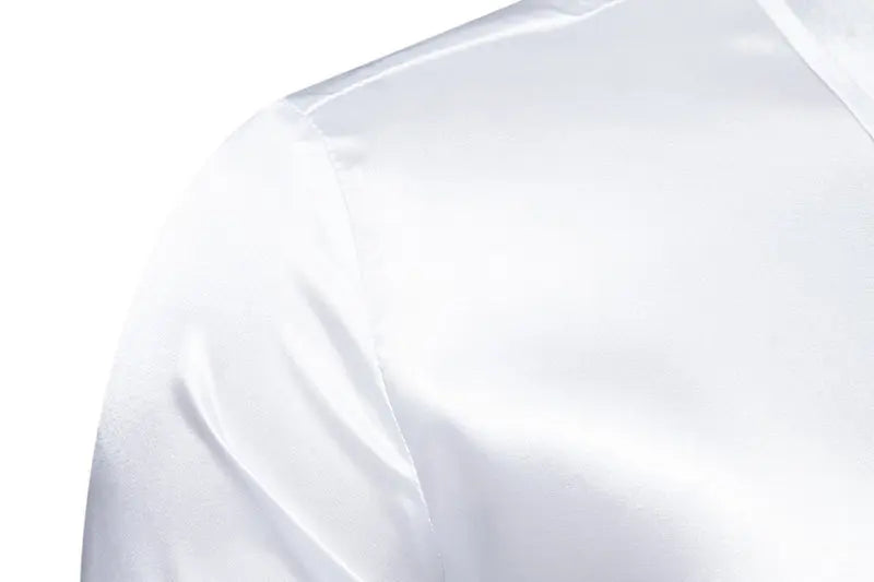 Bright face shirt, men's long sleeved autumn and winter men's clothing, satin nightclub style, solid color trend, men's trend