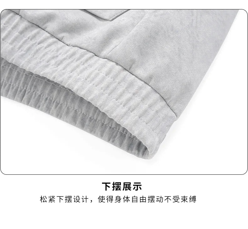 Plus Size 9XL Men Suede Jacket Zipper Oversize Coat Male Motorcycle Big Large 8XL Grey Loose Trend Korean Casual Fashion