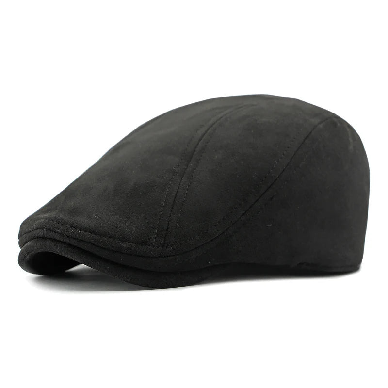Suede Beret Hats for Men Women Autumn Winter Cap Solid Color Vintage Elegant