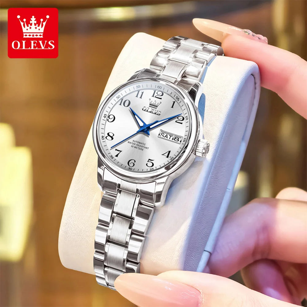 OLEVS 7072 Men Watches Original Business Automatic Mechanical Watches For Man Stainless Steel Waterproof Luminous Day Date Wrist