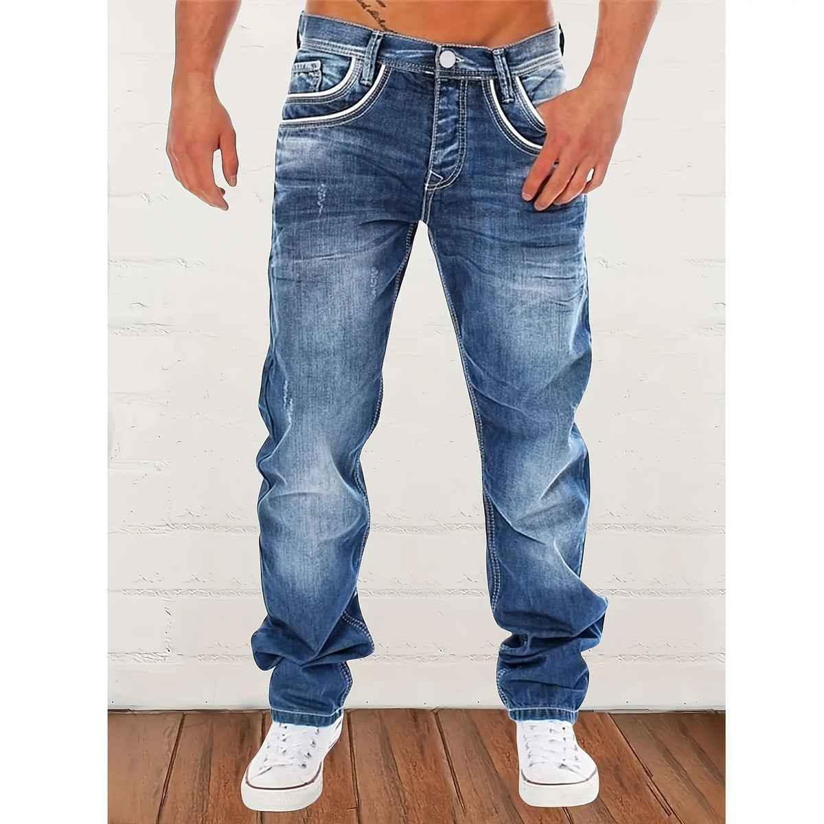 New Men's Retro Loose Casual Straight Leg Jeans Comfortable Classic Fit Men's Denim Pants