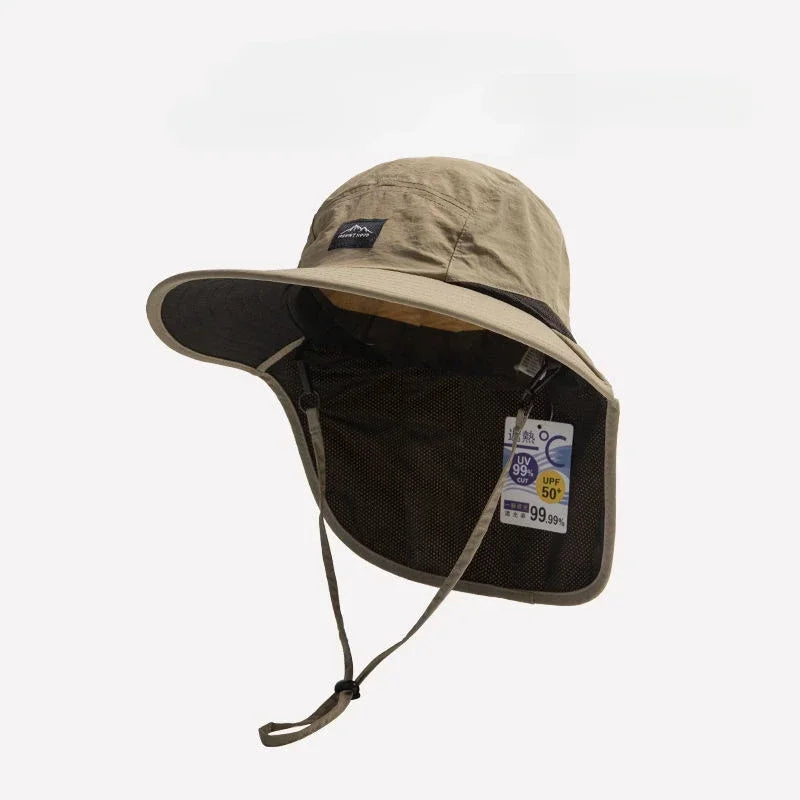 Caps Summer Wide Brim Neck Protection Unisex Bucket Hats Outdoor Visor Quick-drying Panama Sunscreen Tied Fishing Hiking Hat