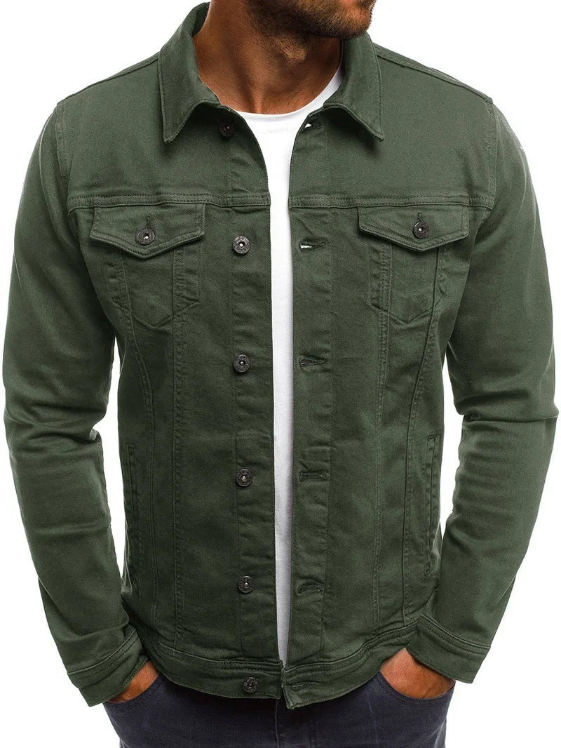 Retro Multiple pockets Men's denim Jacket 2025 Spring and Autumn Men's fashionable versatile slim fit Jacket coat