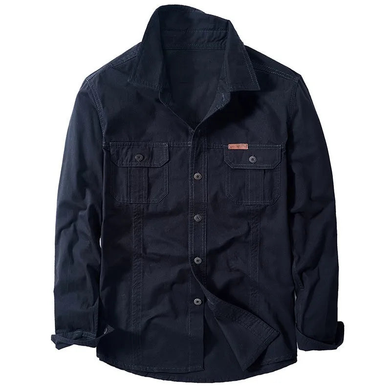 New Men's Spring Multi-pocket Military Tactical Shirts Male Autumn Breathable Blouse Long Sleeve Working Camisa Cargo Shirts