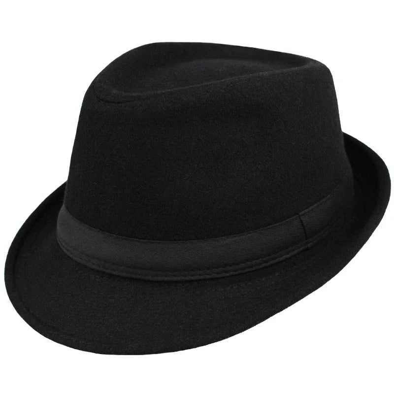 Hat for Men New Autumn Winter Style British Style Men's Jazz Hat Simple Plain Woolen Hat Middle-Aged and Elderly Gentleman's Hat