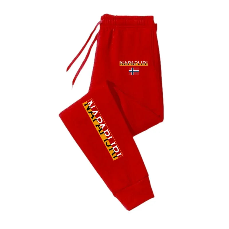 Men Casual Jogger Pants Elastic Waist Drawstring Sweatpants with Pockets Tapered Cuffed Gym Running Sport Trousers