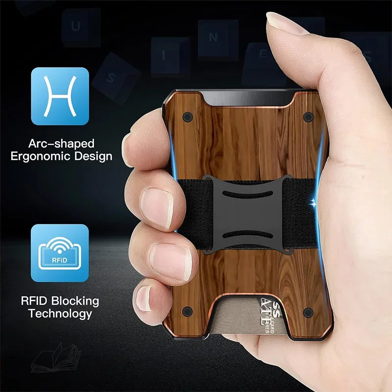 Metal Wallet for Men, Ergonomics Design Money Clip Wallet with Compass, Minimalist Slim Wallet with RFID Blocking