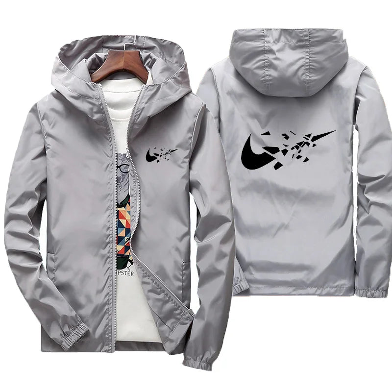 2026 Fashion Street Windproof Shrink and Waterproof Zipper Jacket with Thin Hoodie, Men's Jacket, Spring and Autumn