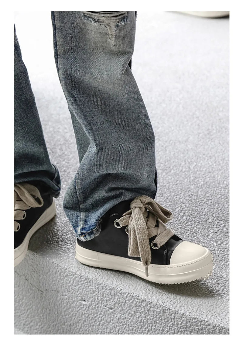 2025Men's Sneakers High Quality Leather Casual Shoes Fashion Couple Street Skate Shoes for Men Lace Up Walk Flats Zapatos Hombre